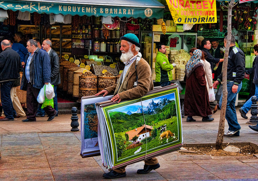 Turkey Photograph - Poster Man at the Istanbul Spice Market by David Smith