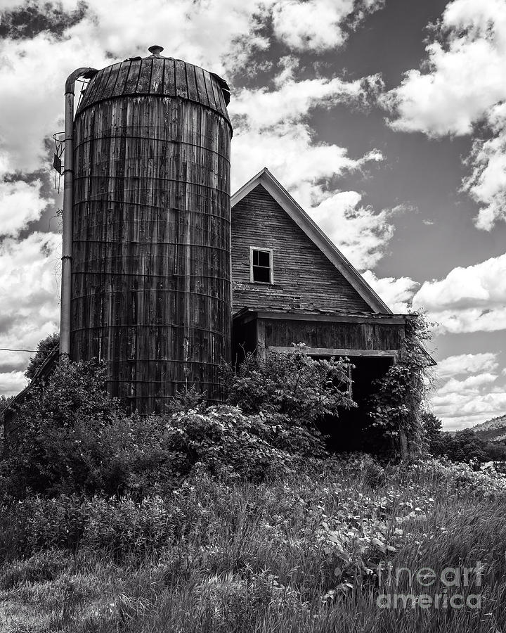 Barn Photograph - Old Vermont Barn and Silo by Edward Fielding