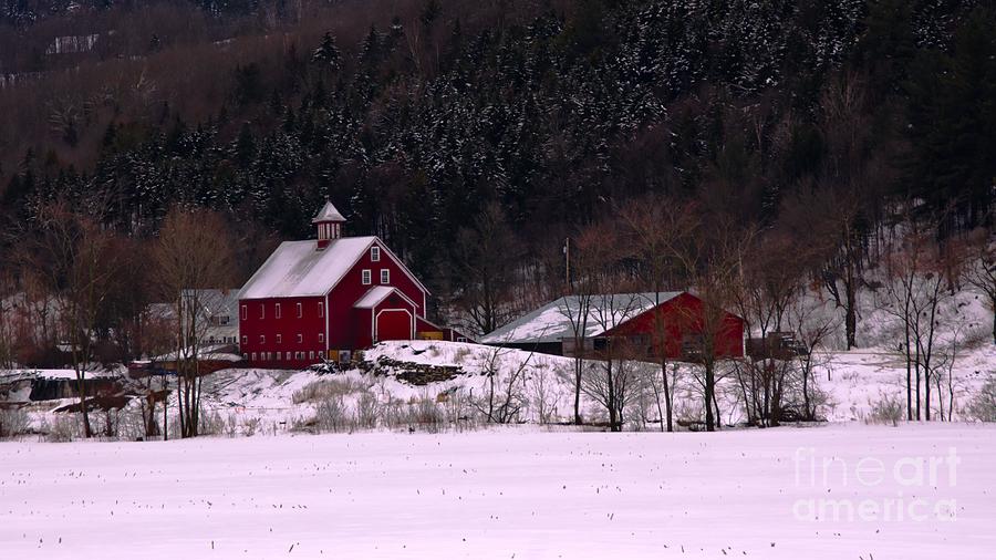 Winter Photograph - Old Vermont Farm. by New England Photography