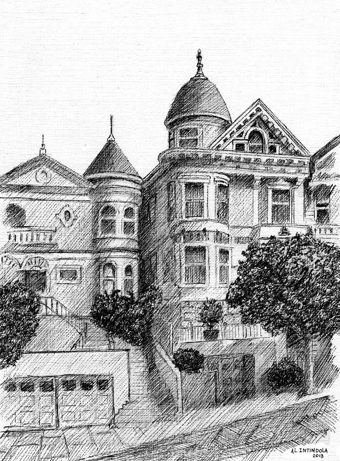 Old Victorian Houses Drawing by Al Intindola