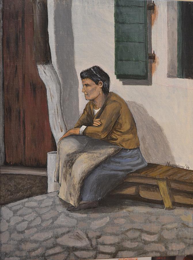 Old Painting - Old Villager  by Nikiforos Kouris