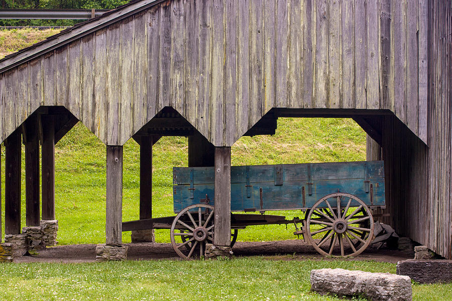 Old Wagon Sheltered by the Crosby Threshing Barn Photograph by Cynthia Woods