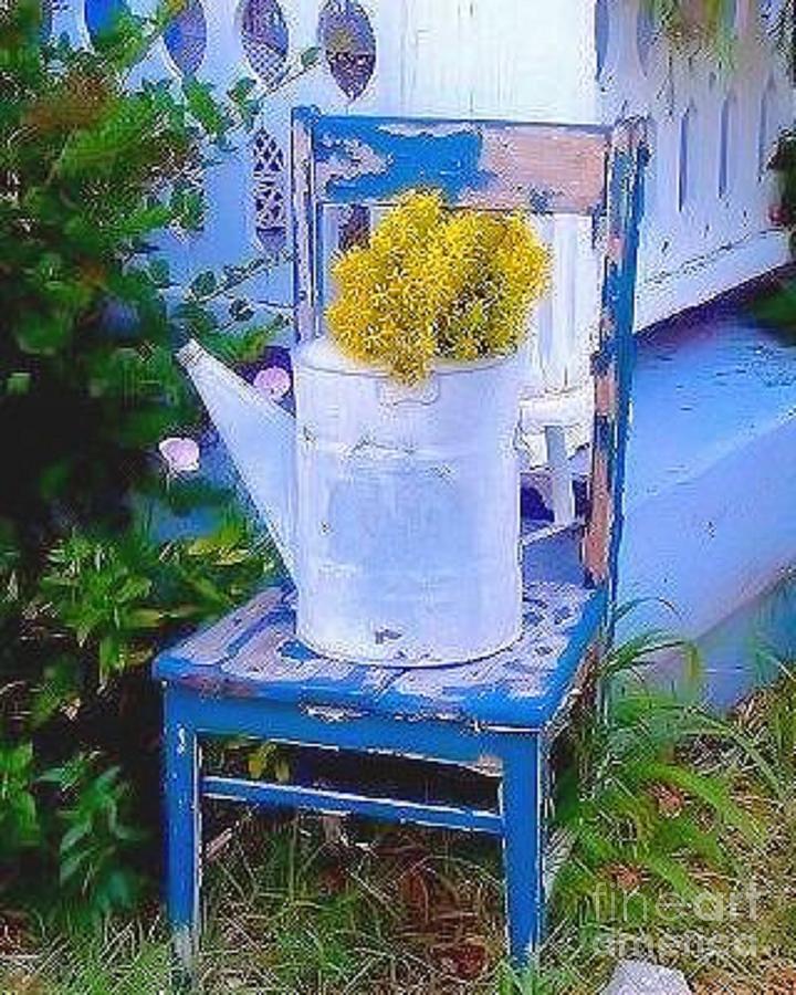 Old Weathered Blue Chair Photograph by Janette Boyd