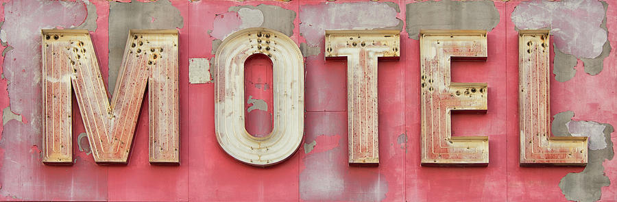 Old Weathered Motel Neon Sign Photograph by Steinphoto