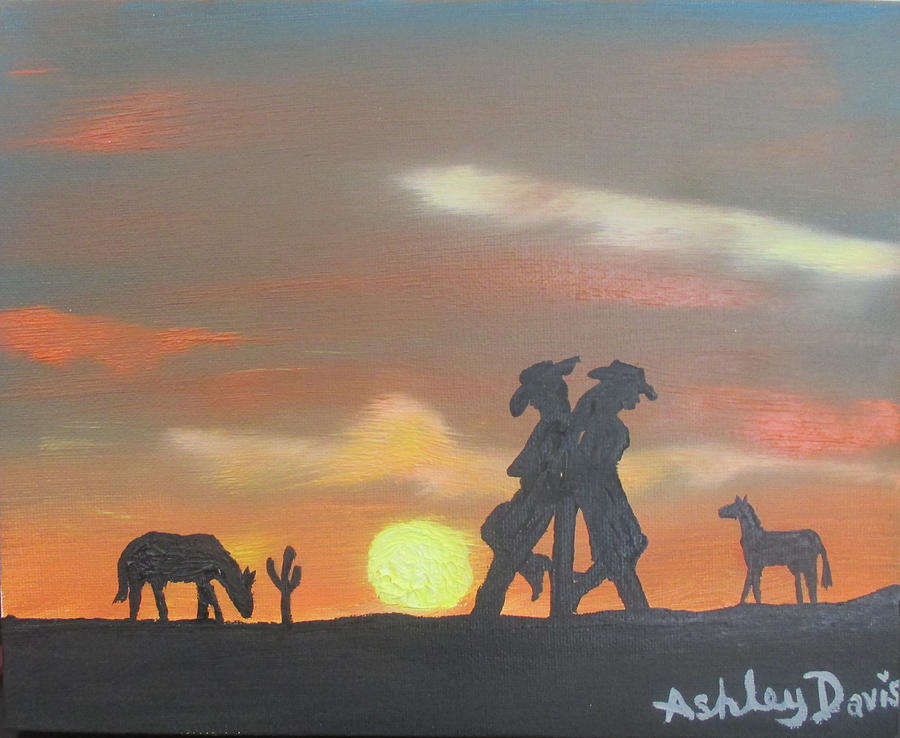 Old West Sunset Painting By Ashley Davis Fine Art America