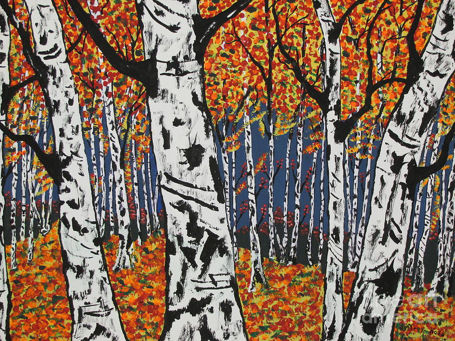 Old White  Birch Forest Painting by Jeffrey Koss