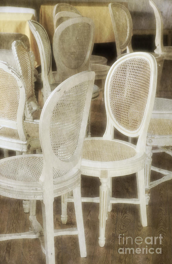 Abstract Photograph - Old White Chairs by Carlos Caetano
