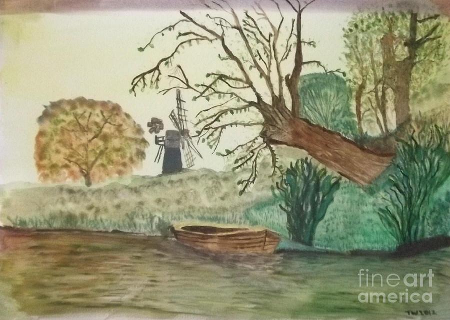 Boat Painting - Old Willow and Boat by Tracey Williams