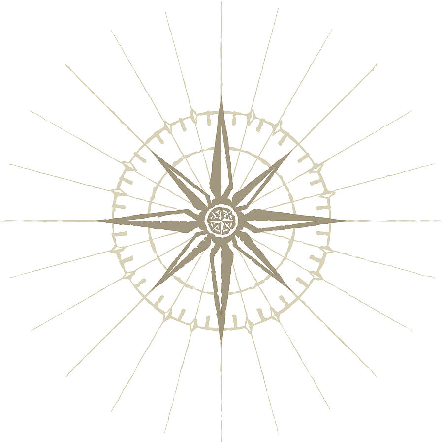 Old wind rose compass Drawing by Samoylova