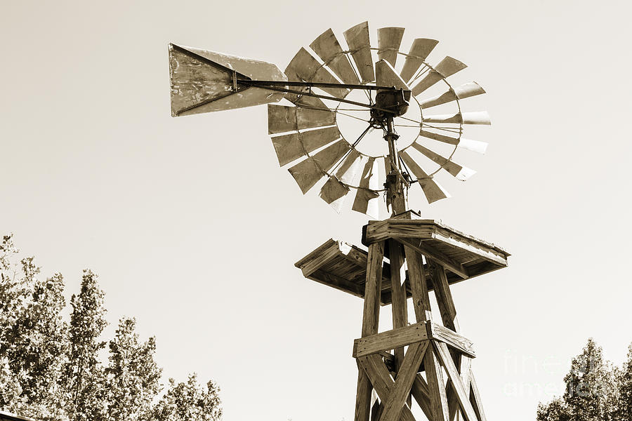 Old Windmill In Antique Sepia 3009.01 Photograph by M K Miller