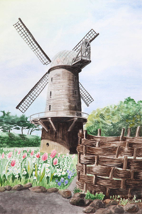 Old Windmill. Golden Gate Park. San Francisco  Painting by Masha Batkova