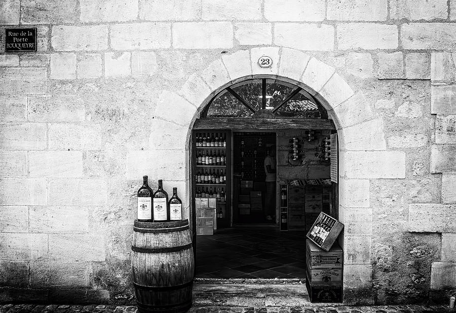 Black And White Photograph - Old Wine Shop by Georgia Clare