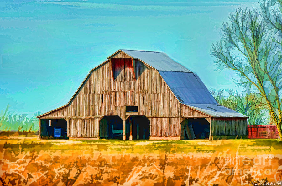 Old Wood Barn  Digital Paint Photograph by Debbie Portwood