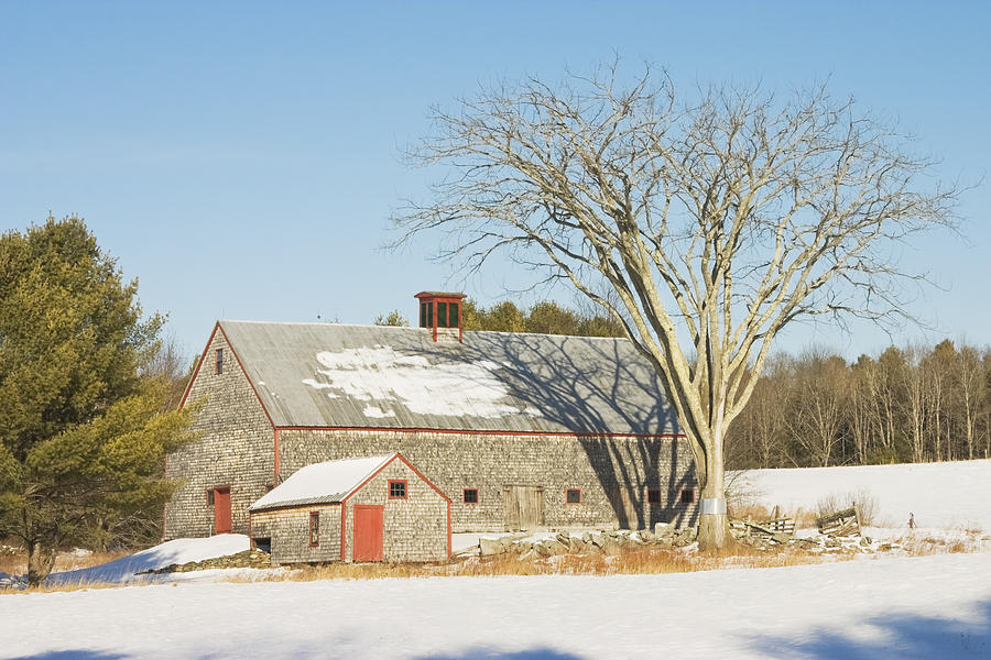 Old Wood Shingled Barn In Winter Maine Photograph by Keith Webber Jr