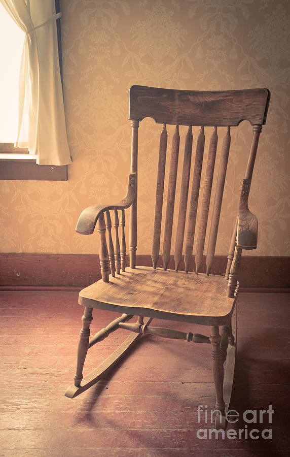 Vintage Photograph - Old wooden rocking chair by Edward Fielding
