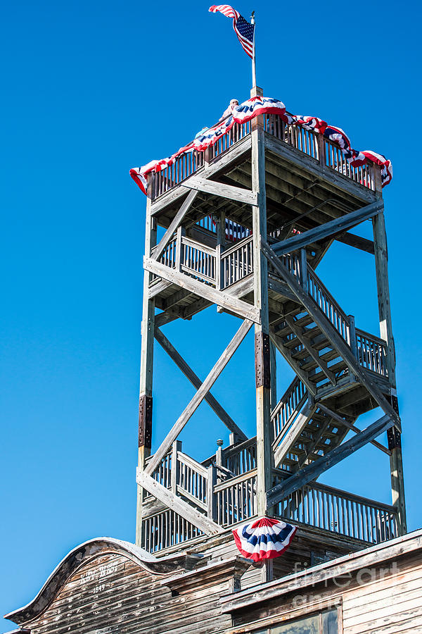 Flag Photograph - Old Wooden Watchtower Key West by Ian Monk