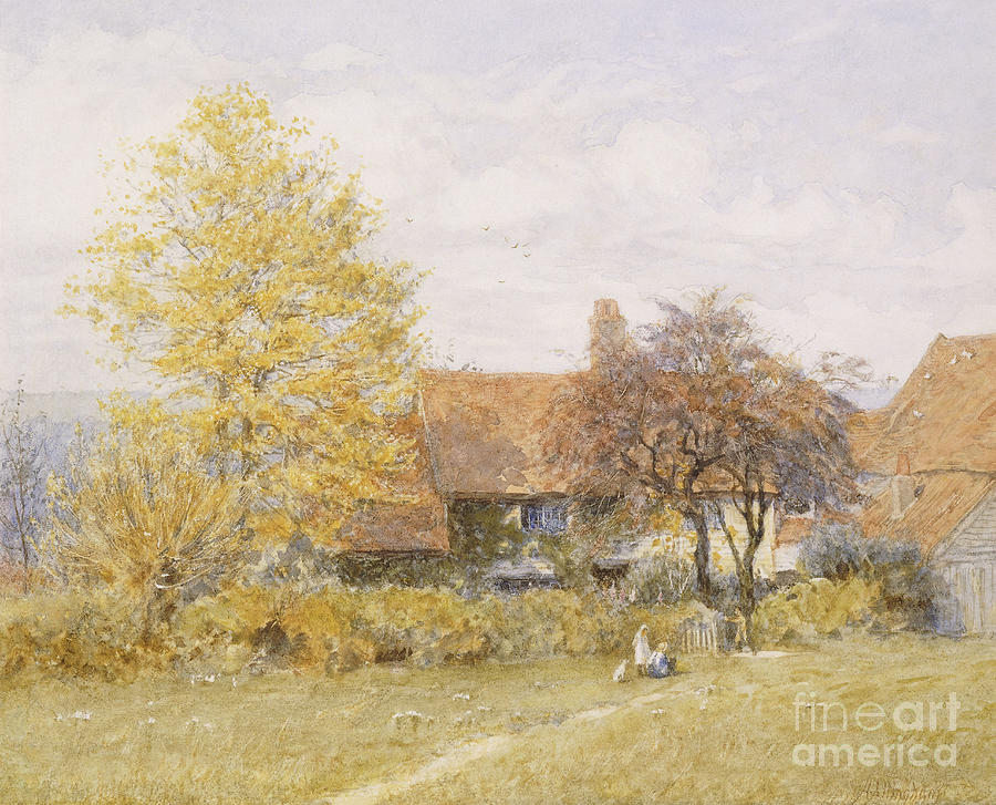 Farm Painting - Old Wyldes Farm by Helen Allingham