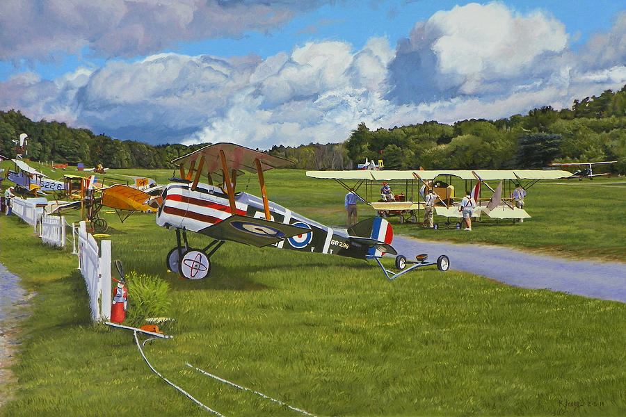 Olde Rhinebeck Aerodrome Painting by Kenneth Young