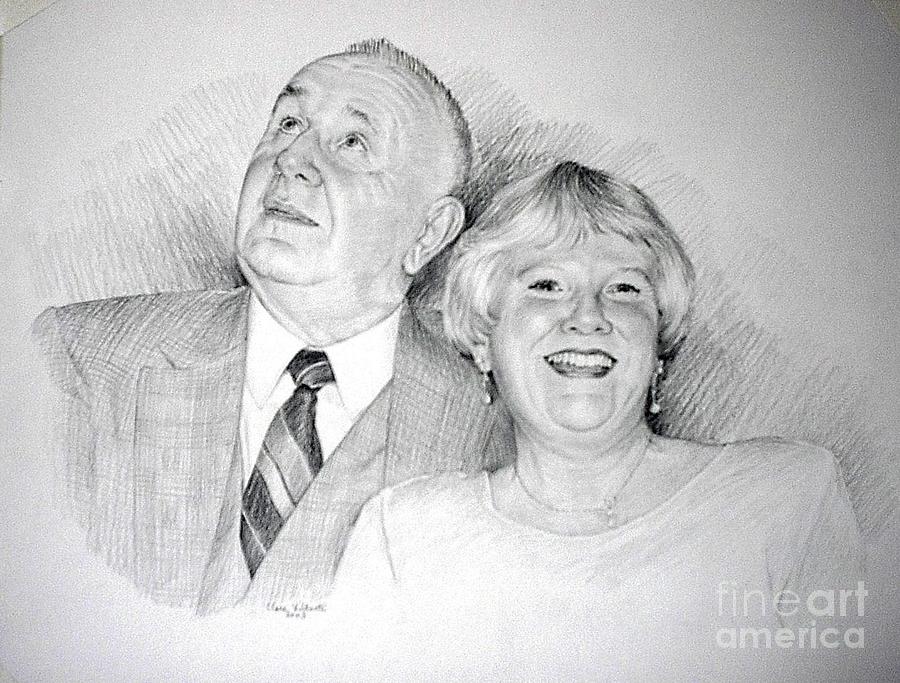 Older Couple Drawing by Clare Villanti