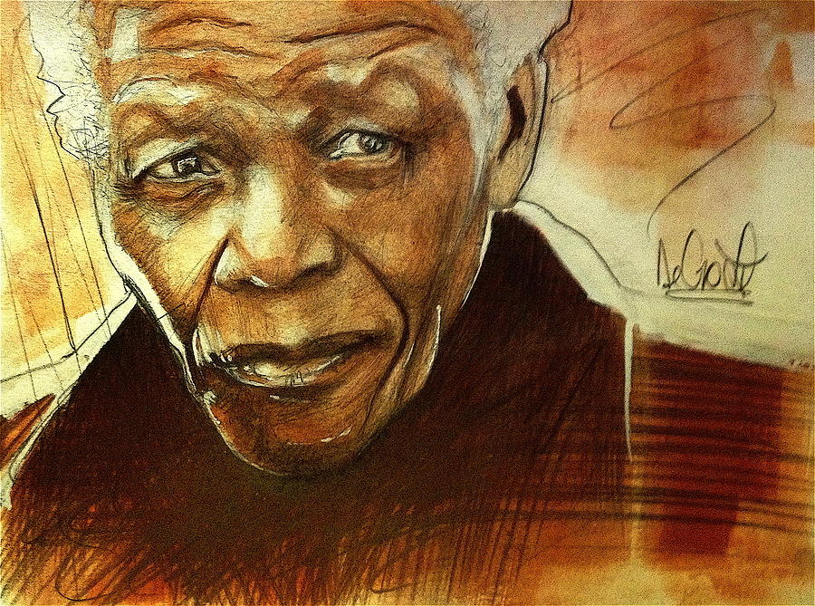 Older Nelson Mandela Painting by Gregory DeGroat