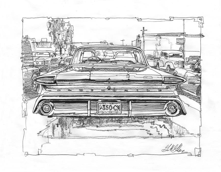Oldsmobile 88 Study Drawing by Garth Glazier