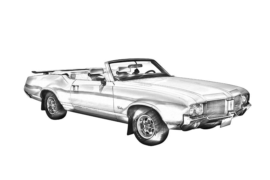 Oldsmobile Cutlass Supreme Muscle Car Illustration Photograph by Keith Webber Jr