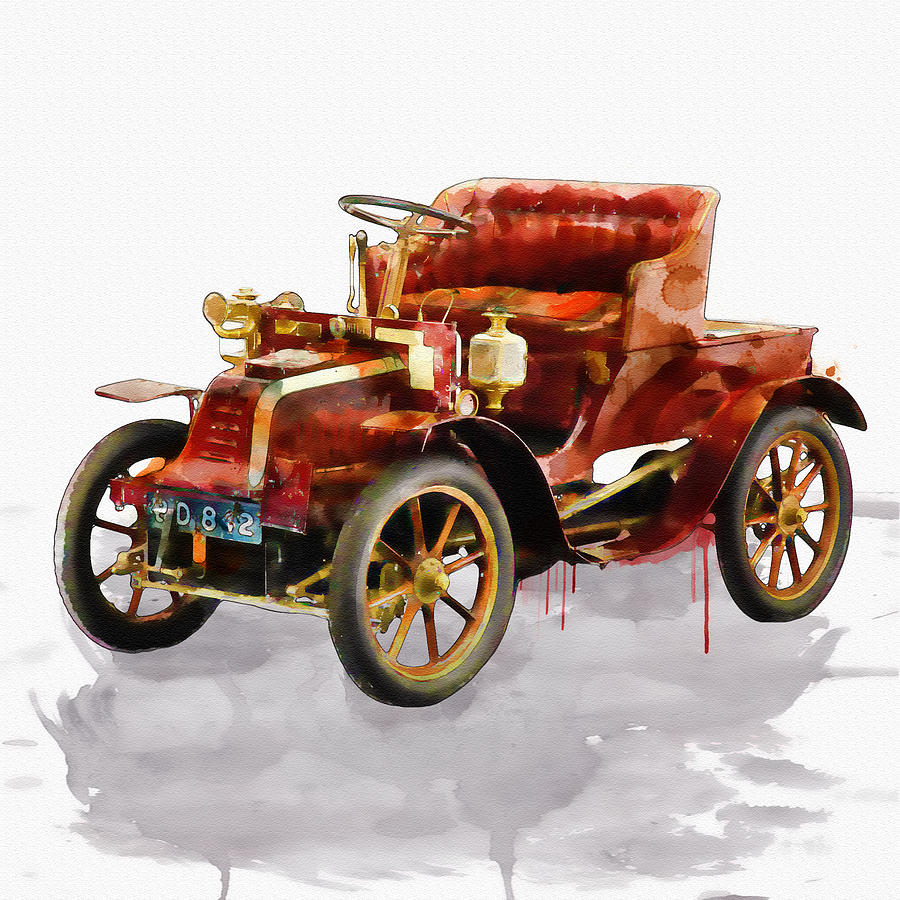 Car Painting - Oldtimer Car watercolor by Marian Voicu