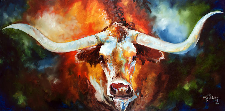 Ole Tex Longhorn Painting by Marcia Baldwin