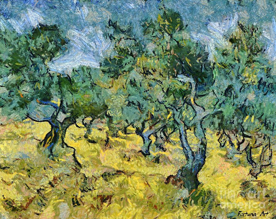 Olive Grove After Van Gogh Painting by Dragica  Micki Fortuna