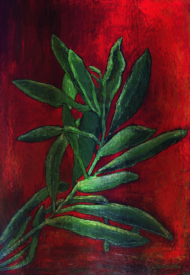 Nature Painting - Olive Leaves by Dimitra Papageorgiou