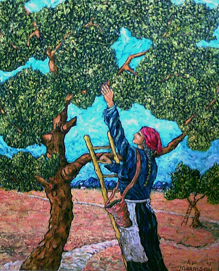 Olive picker Painting by Frank Morrison