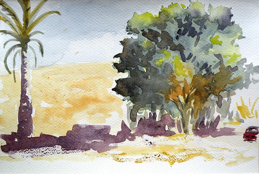 Olive tree in Crete Painting by Uma Krishnamoorthy