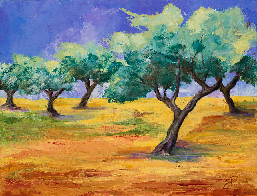Olive Trees Grove Painting by Elise Palmigiani