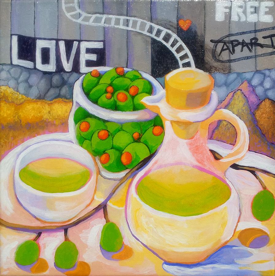 Olives Behind A Wall Painting by Corey Habbas