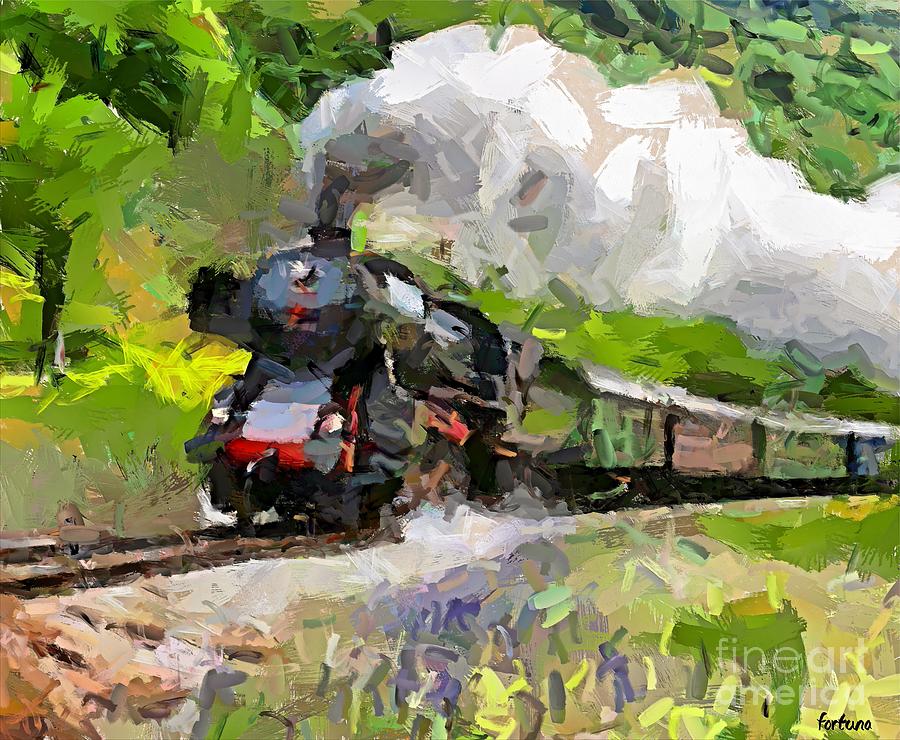 Oltimer Train on Transalpine Railway Painting by Dragica  Micki Fortuna