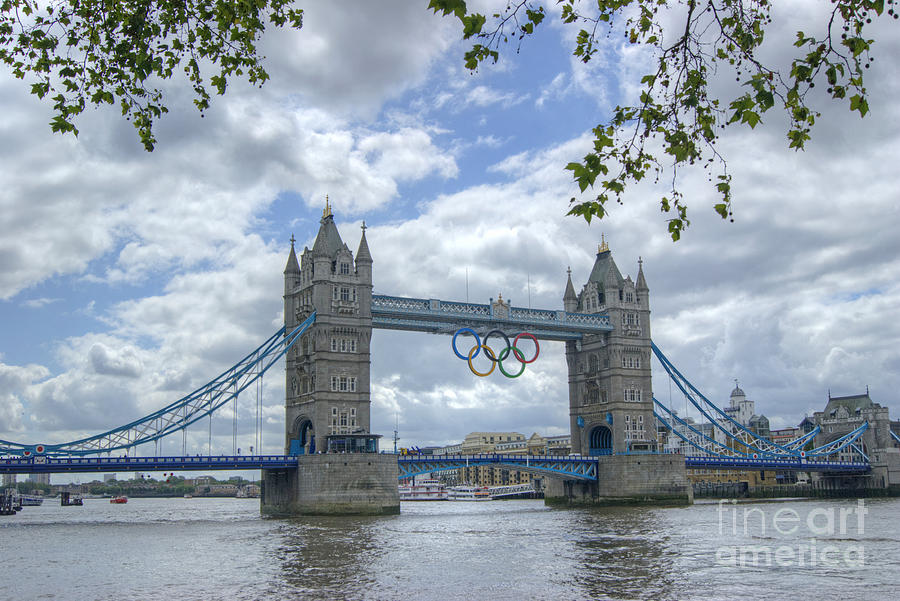 Olympic Rings on Tower Bridge Photograph by David Birchall