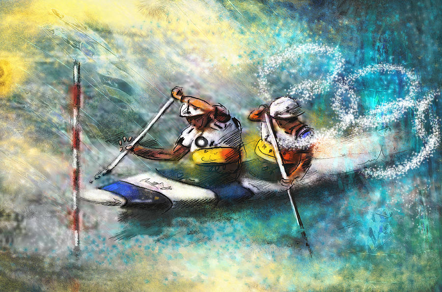 Olympics Canoe Slalom 01 Painting by Miki De Goodaboom