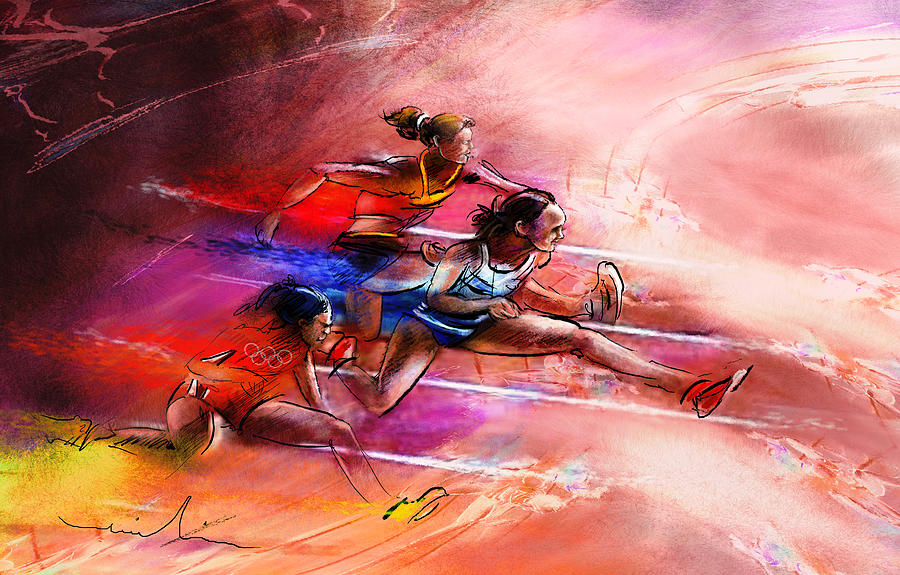 Olympics Heptathlon Hurdles 01 Painting