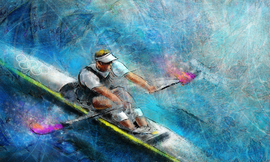 Olympics Rowing 01 Painting by Miki De Goodaboom