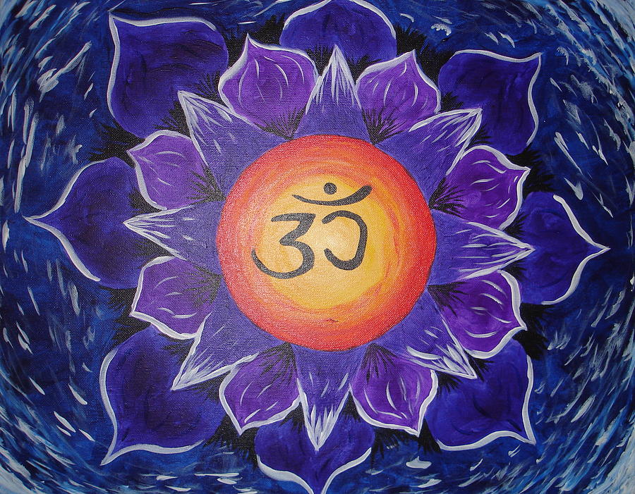 Om Lotus Painting by Angie Butler
