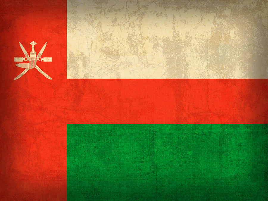Vintage Mixed Media - Oman Flag Vintage Distressed Finish by Design Turnpike