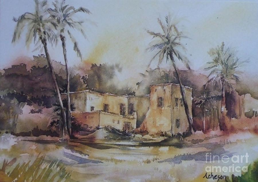 Omani house Painting by Donna Acheson-Juillet