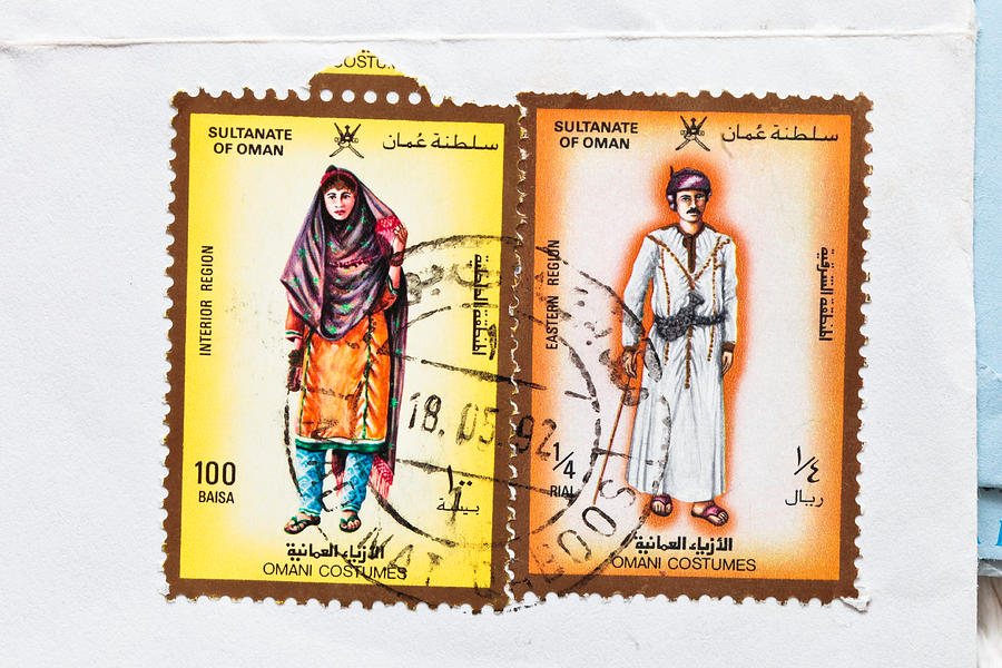 Vintage Photograph - Omani stamps by Tom Gowanlock