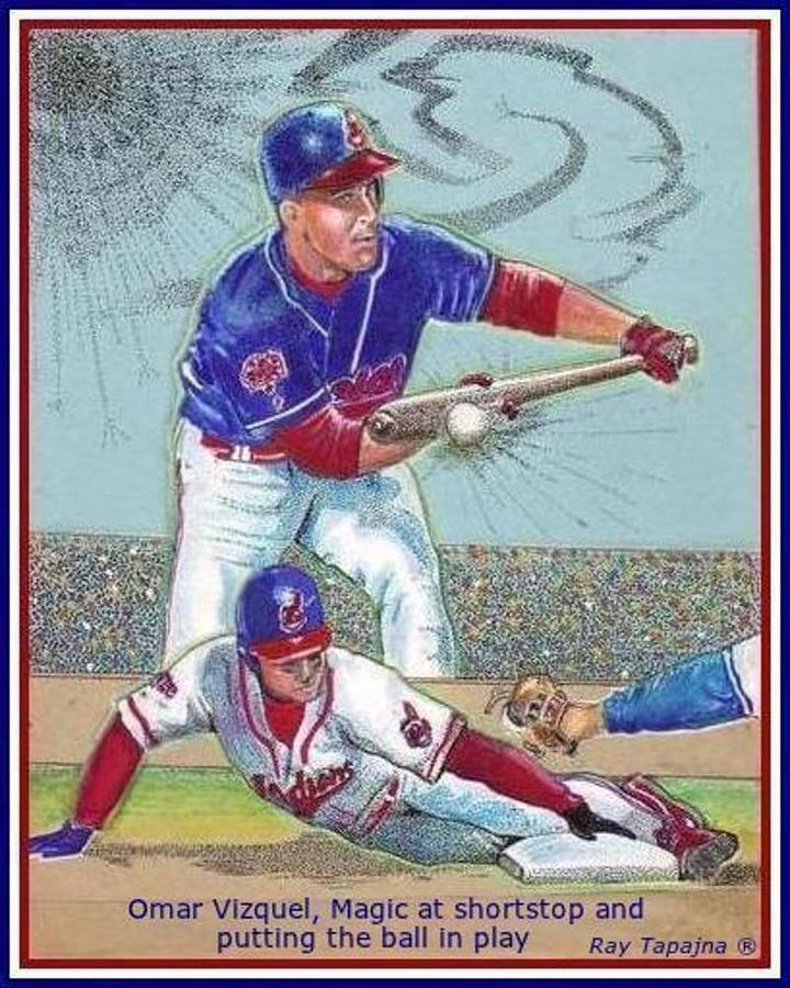 Baseball Mixed Media - Omar Vizquel Shortstop Magic by Ray Tapajna Baseball Mixed Media - Omar Vizquel Shortstop Magic by Ray Tapajna