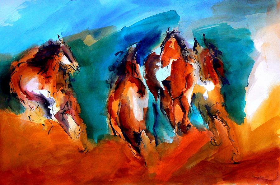 Horse Painting - Omega by Maria Evangelina Rodriguez