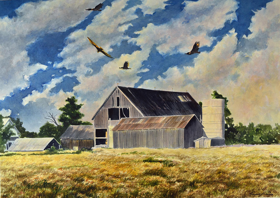 Birds Painting - Ominous Circle by Thomas Stratton Birds Painting - Ominous Circle by Thomas Stratton