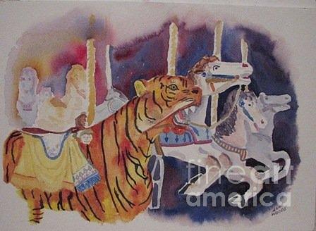 Carousel Painting - On a Carousel by Anne Woods Carousel Painting - On a Carousel by Anne Woods