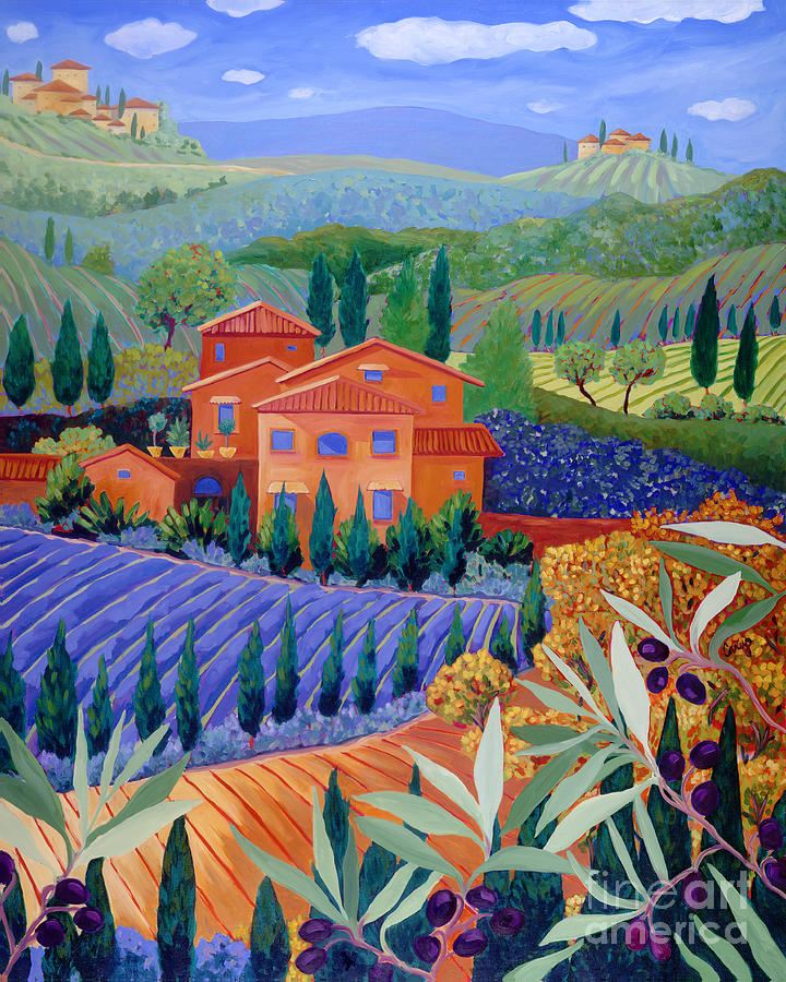 On a Hill Above Tuscany Painting by Cathy Carey