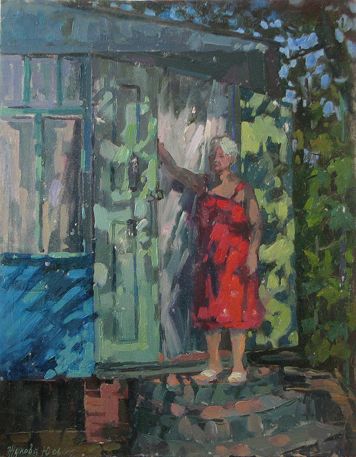 On a porch Painting by Juliya Zhukova
