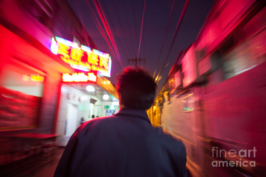 On a rickshaw at night Beijing hutong China Photograph by Matteo Colombo